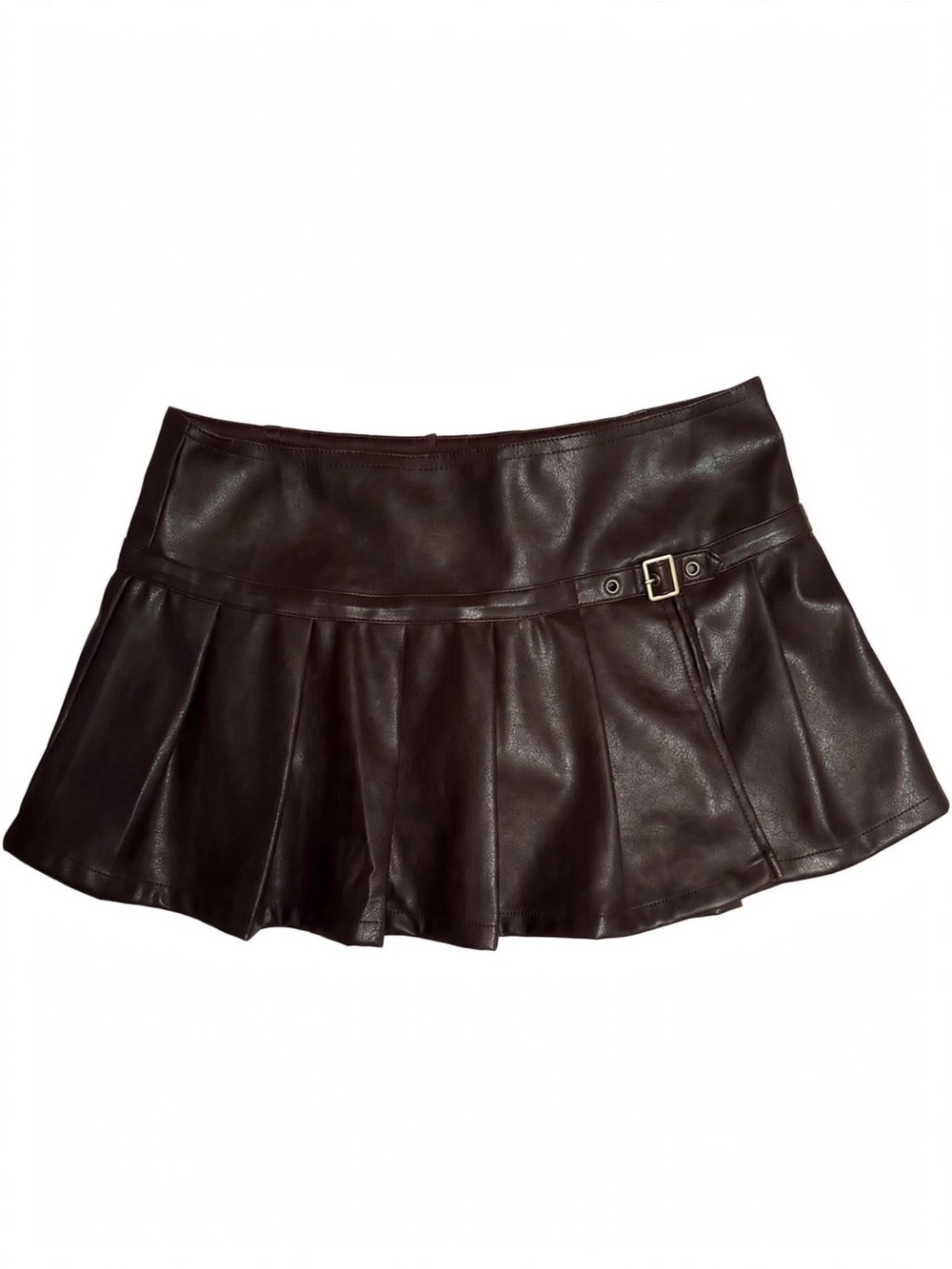 PacSun Brown Burgundy Faux Leather Pleated Skort M Tailored Mini Skort HOCO